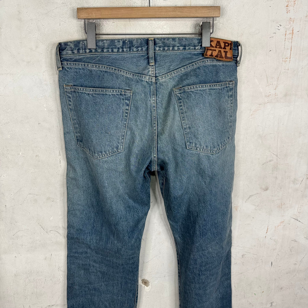 Kapital Lightwash Rhinestone Straight Legged Jeans