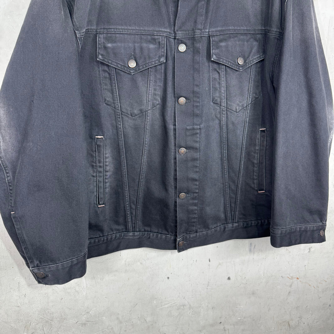 Acne Studios Oversized Washed Black Denim Trucker Jacket