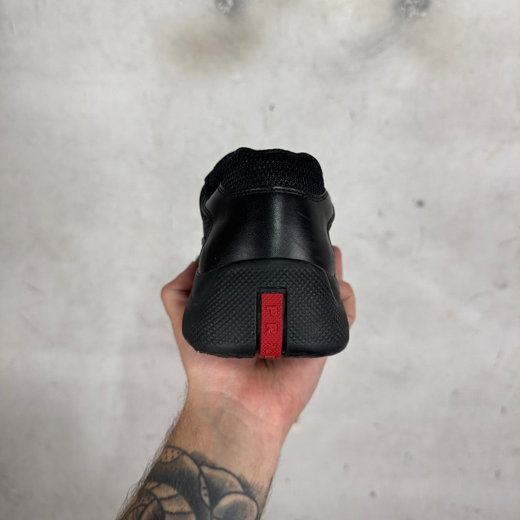 Prada Triple Black Flat Leather Americas Cup