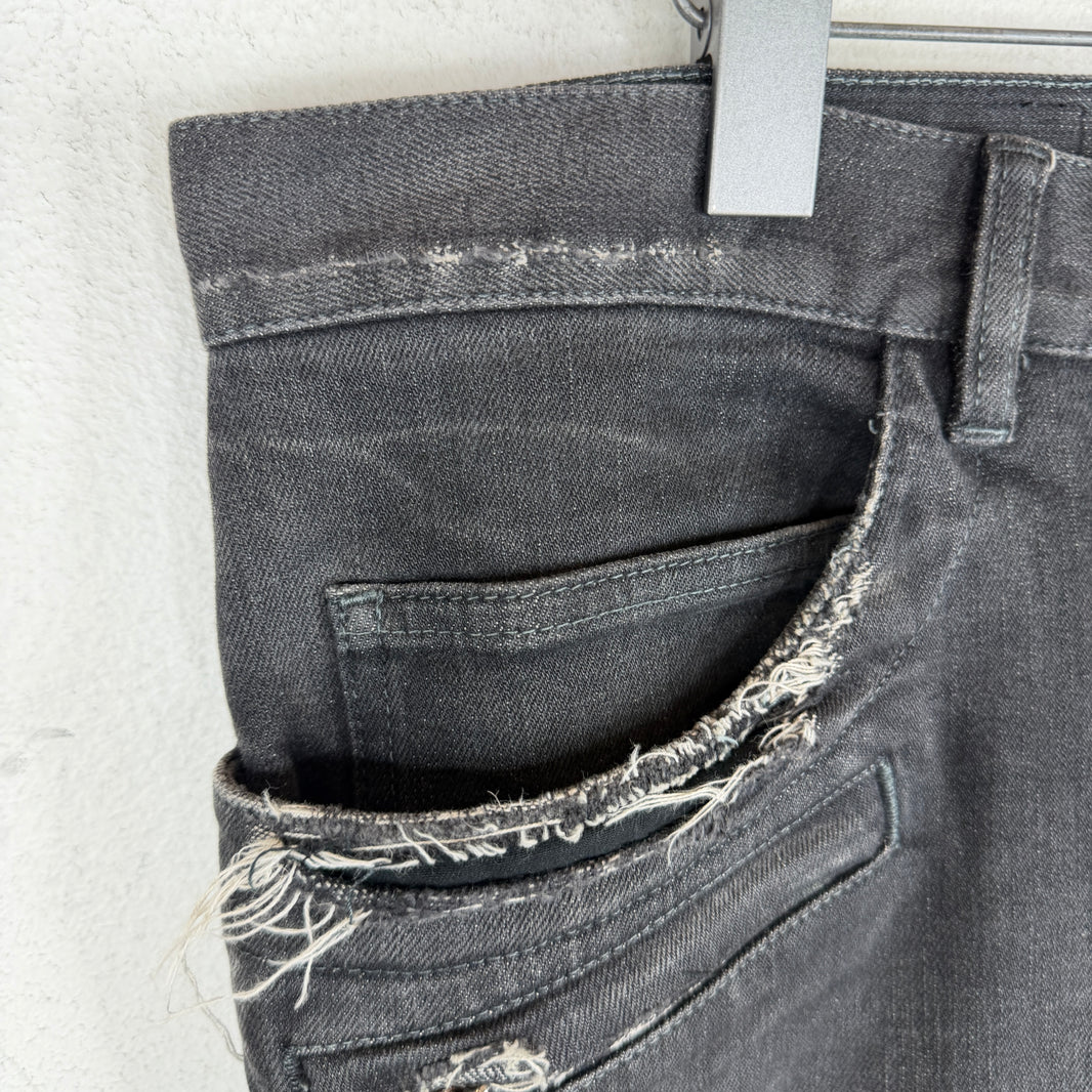 Balmain Distressed Knee Biker Jeans