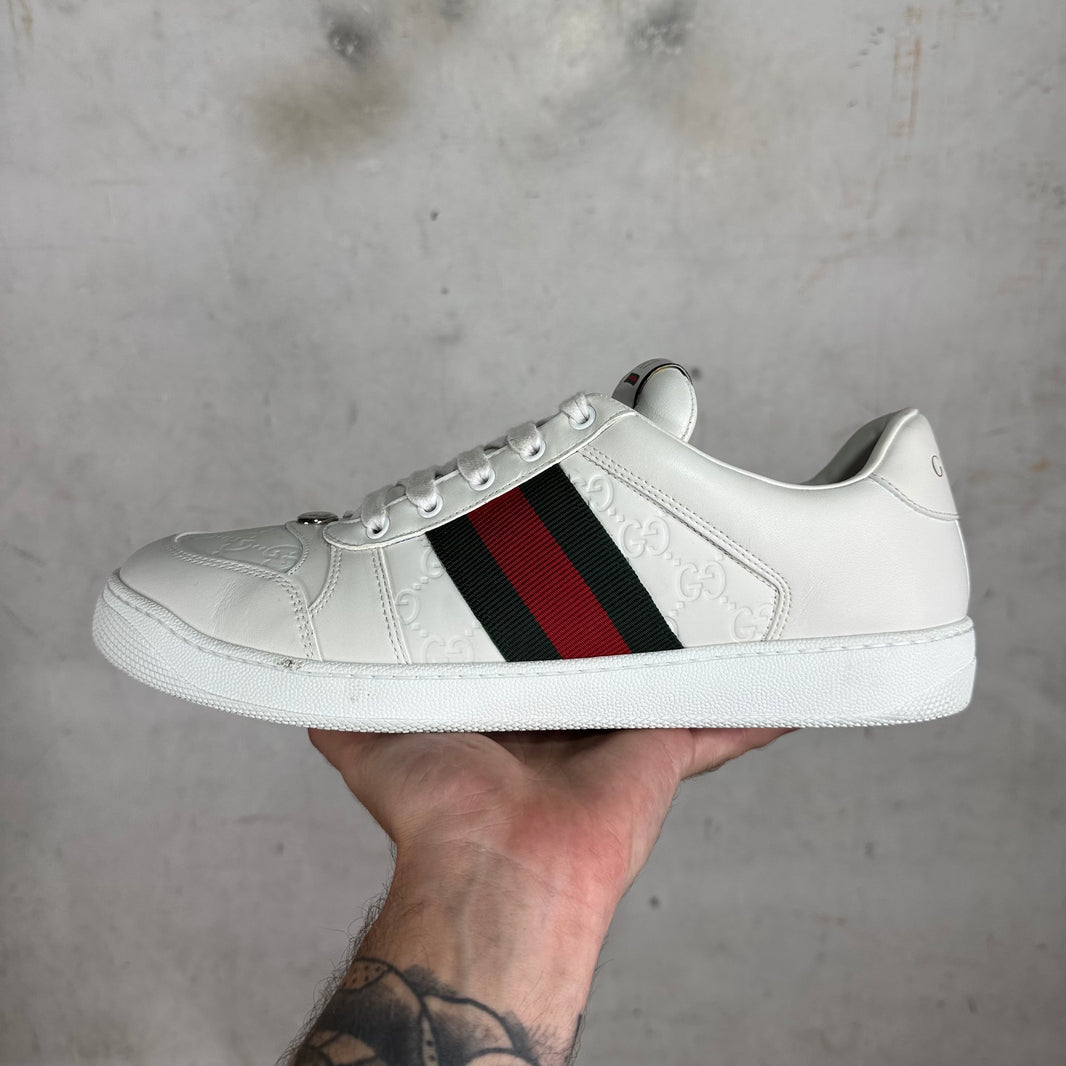 Gucci White Monogram Screener Sneakers
