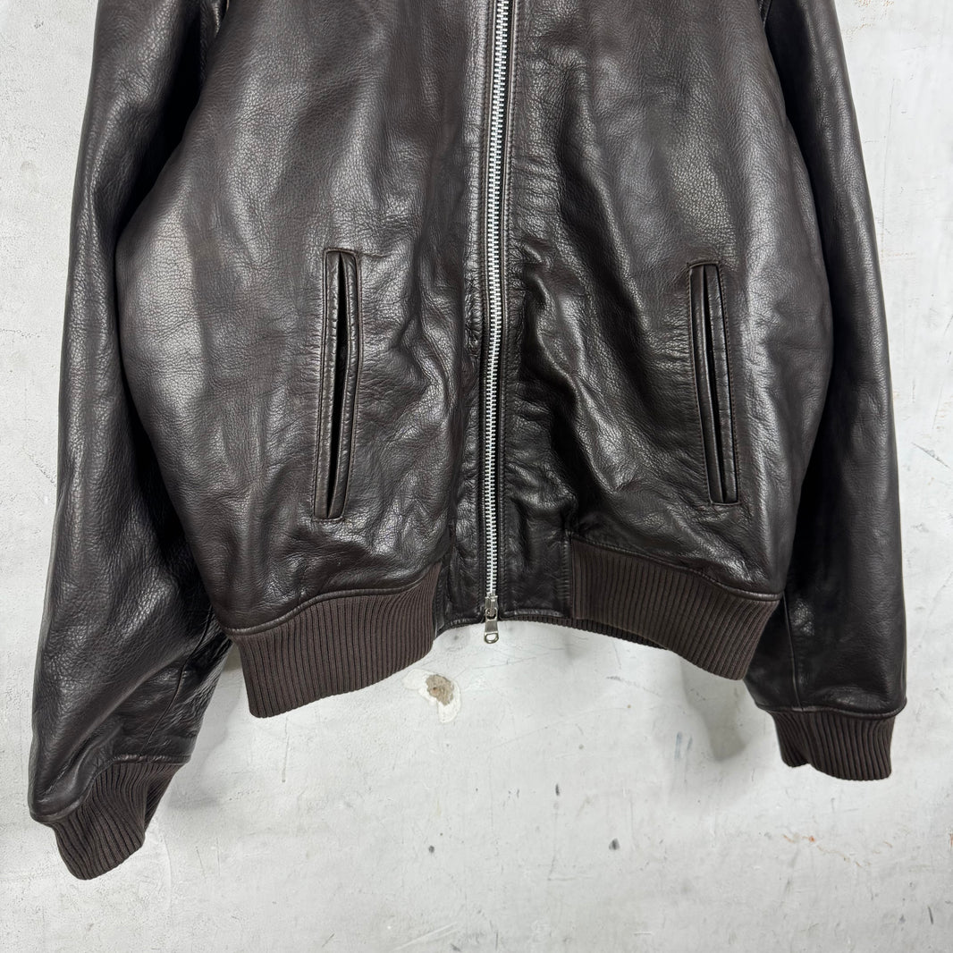 Stussy Brown Leather Flight Bomber