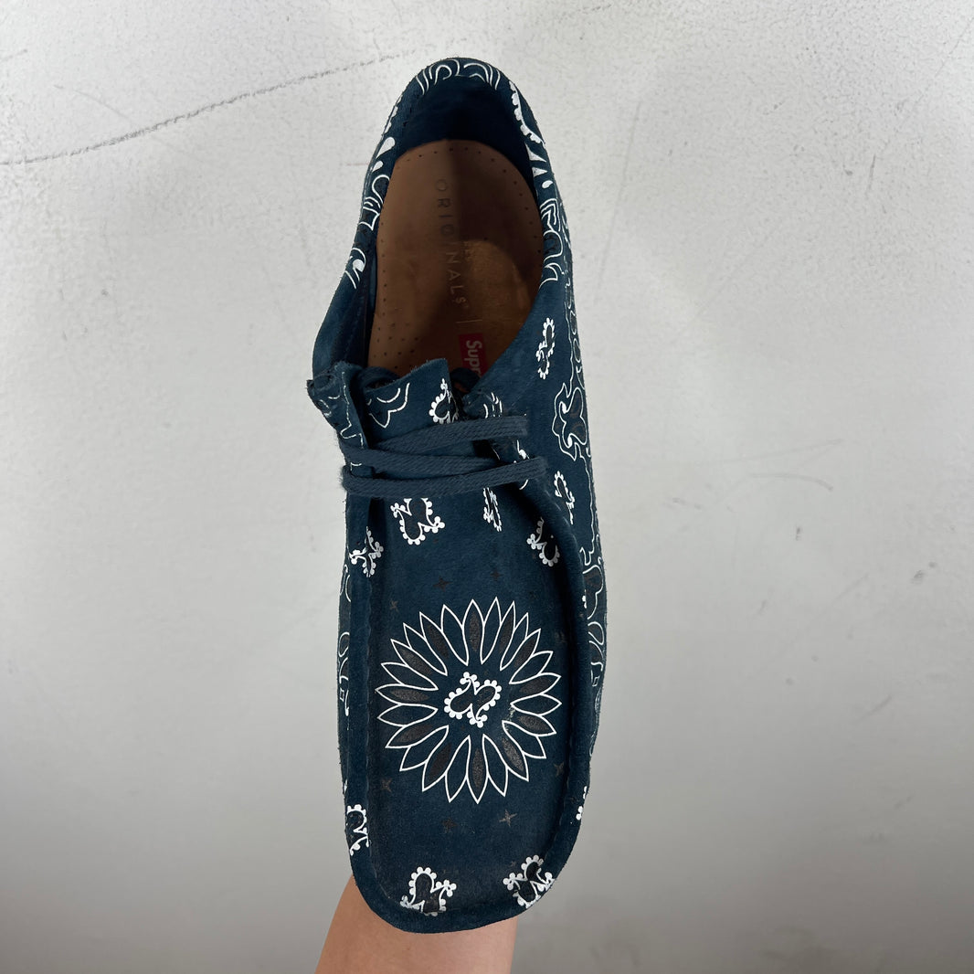 Supreme Clarks Navy Paisley Wallabee Ankle Boots