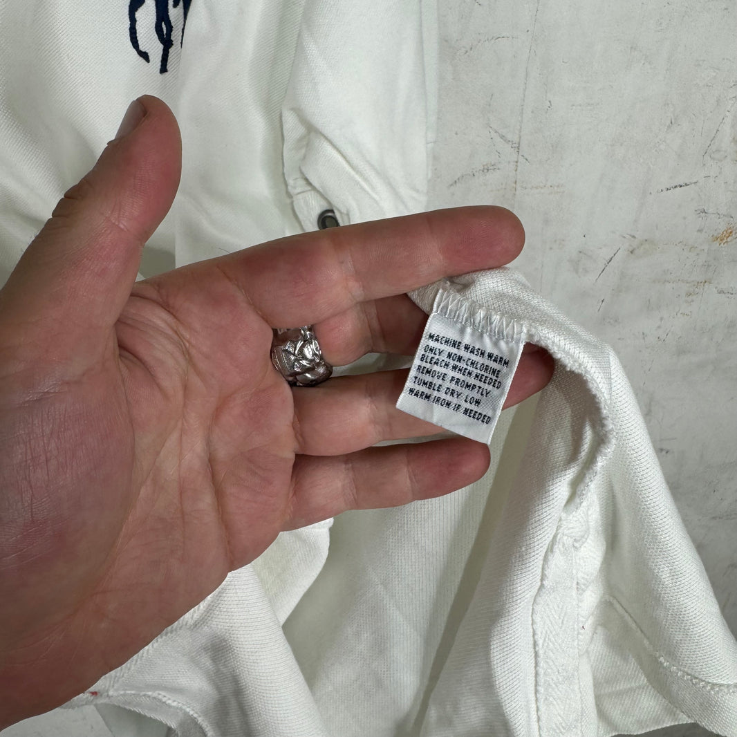Ralph Lauren White/Navy Green Under Collar Pony Polo