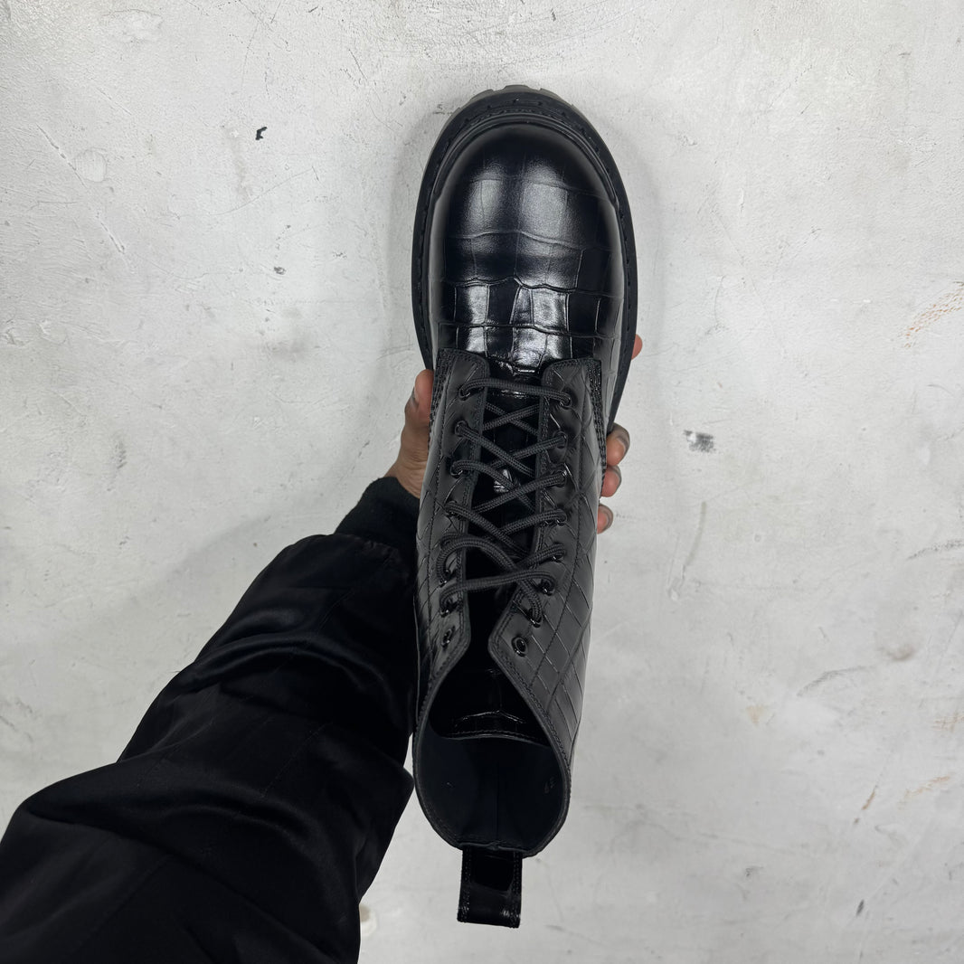 Balenciaga Leather Croc Strike Boots