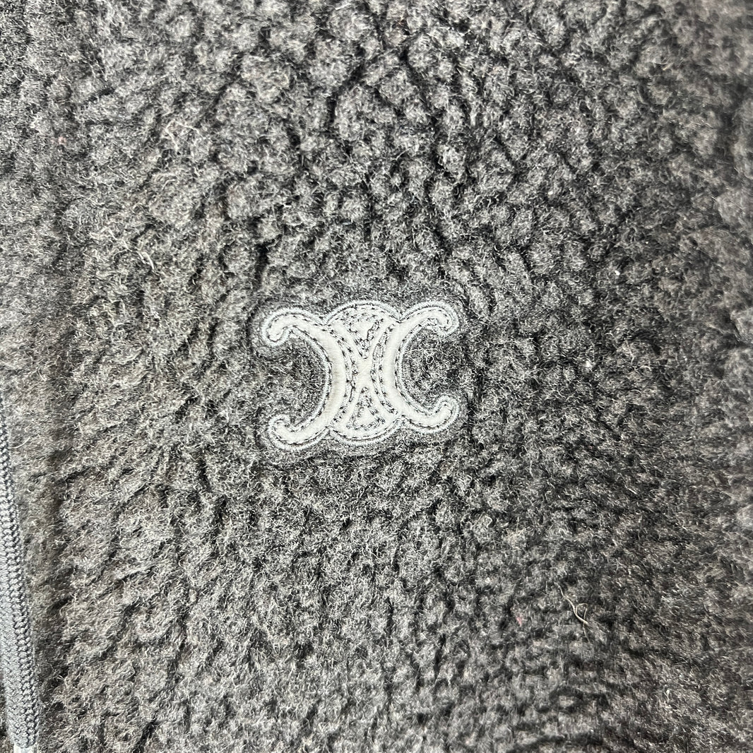 Celine Wool Blend Hooded Zip Up Jacket