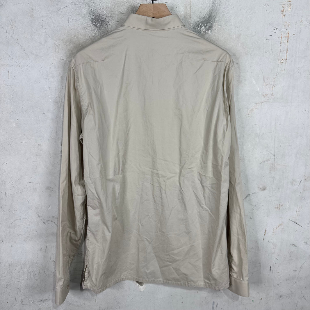 Dior Bee Embroidered Beige Hidden Button Shirt