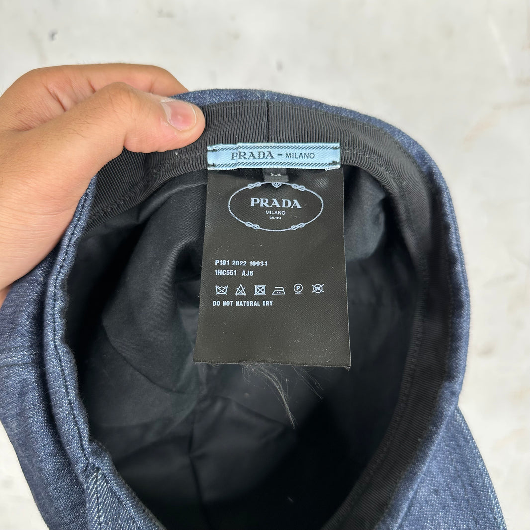 Prada Denim Newsboy Hat