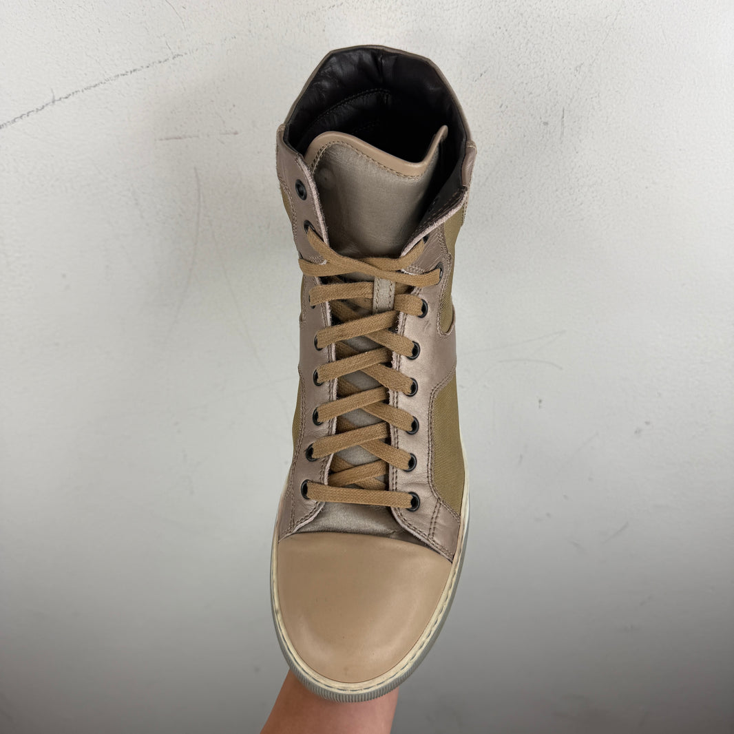 Lanvin Leather Canvas High Top Sneaker