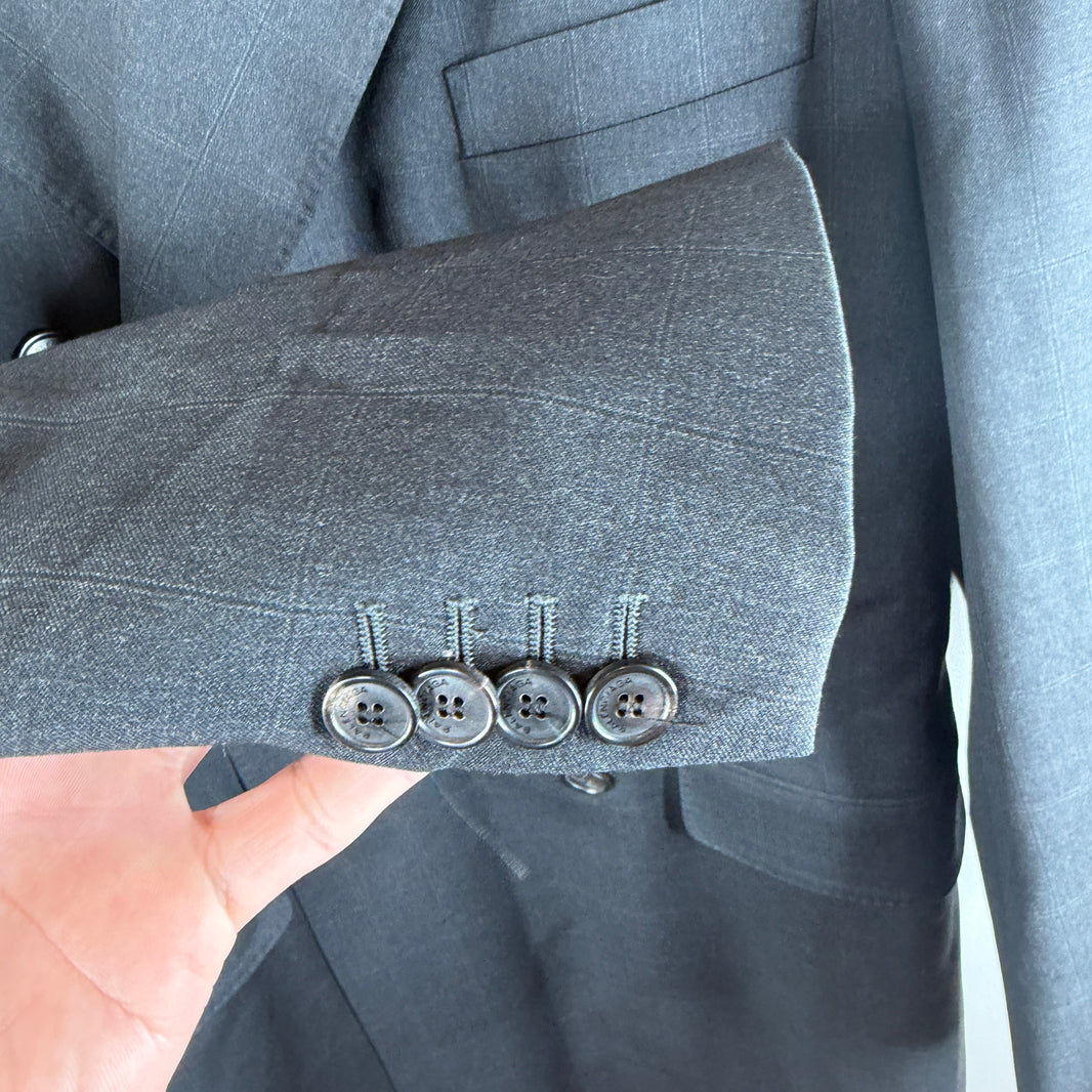 Balenciaga Sample Dark Gray Checkered Double Breasted Trench Coat