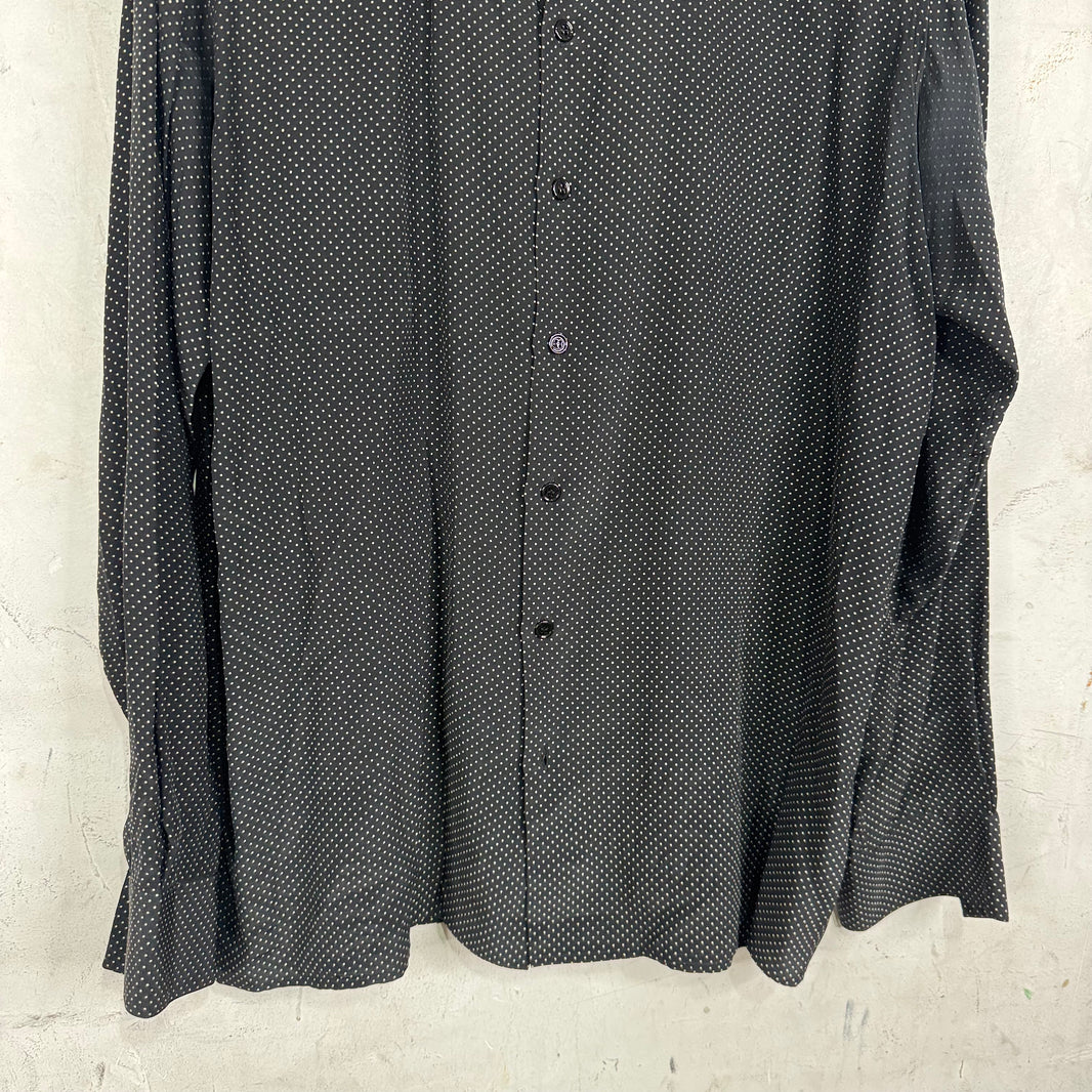 Saint Laurent Black Micro Dotted Silk L/S Shirt
