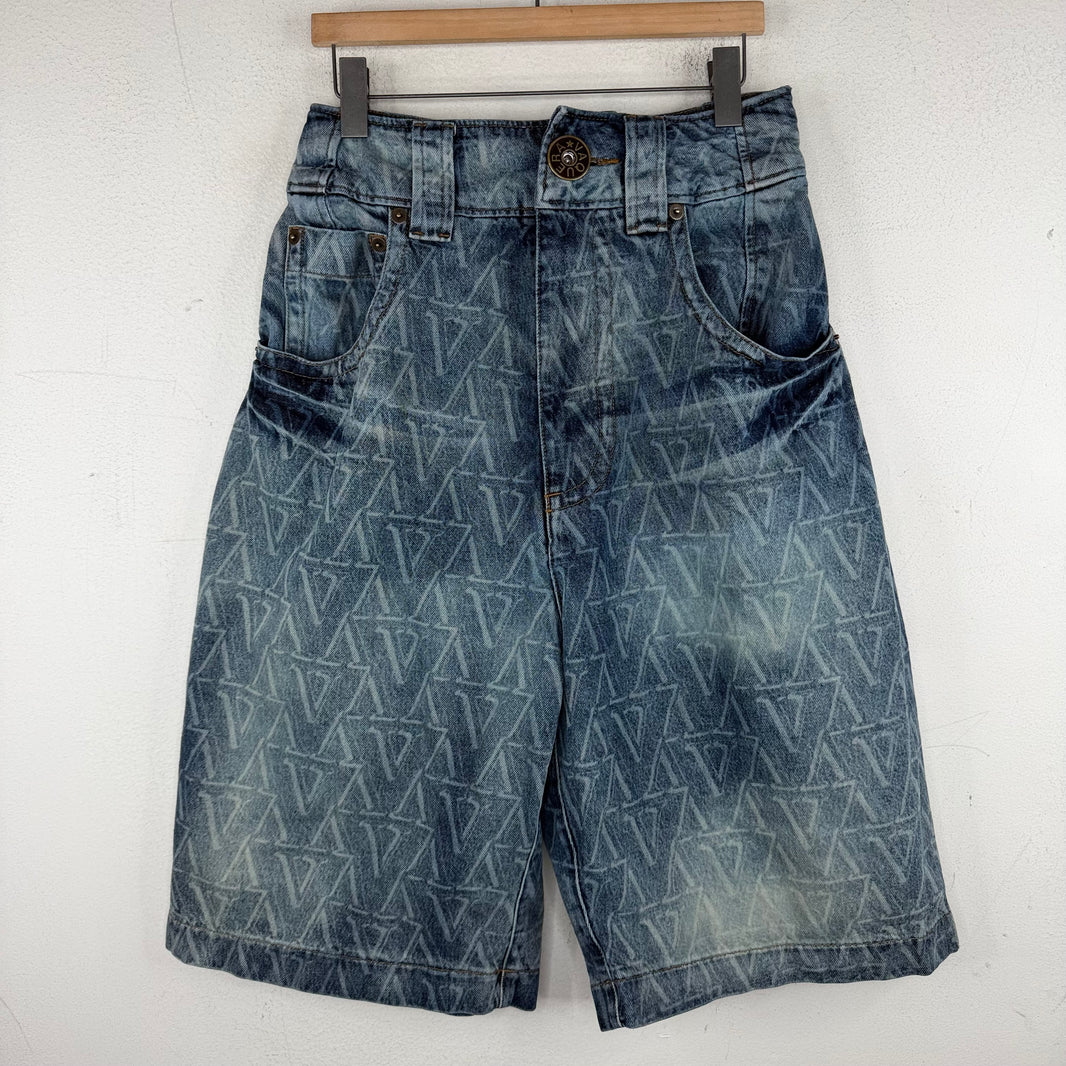 Vaquera Monogram Denim Long Shorts