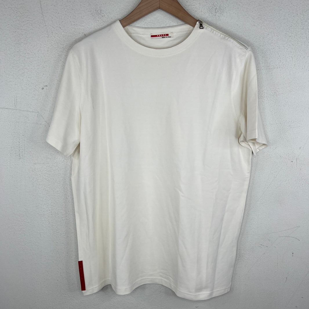 Prada White Zipper Detail T-Shirt