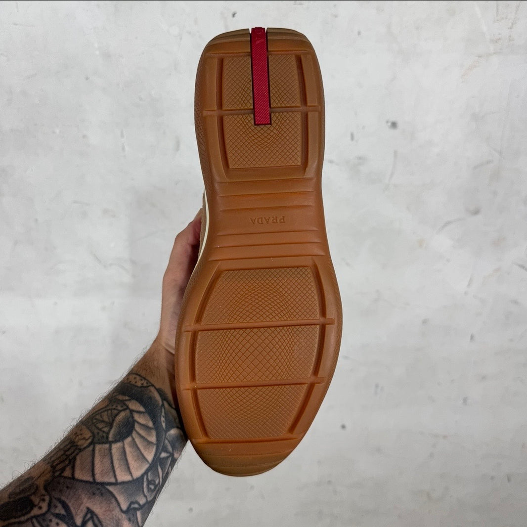 Prada Tan Leather/ Suede Exclusive Americas Cup