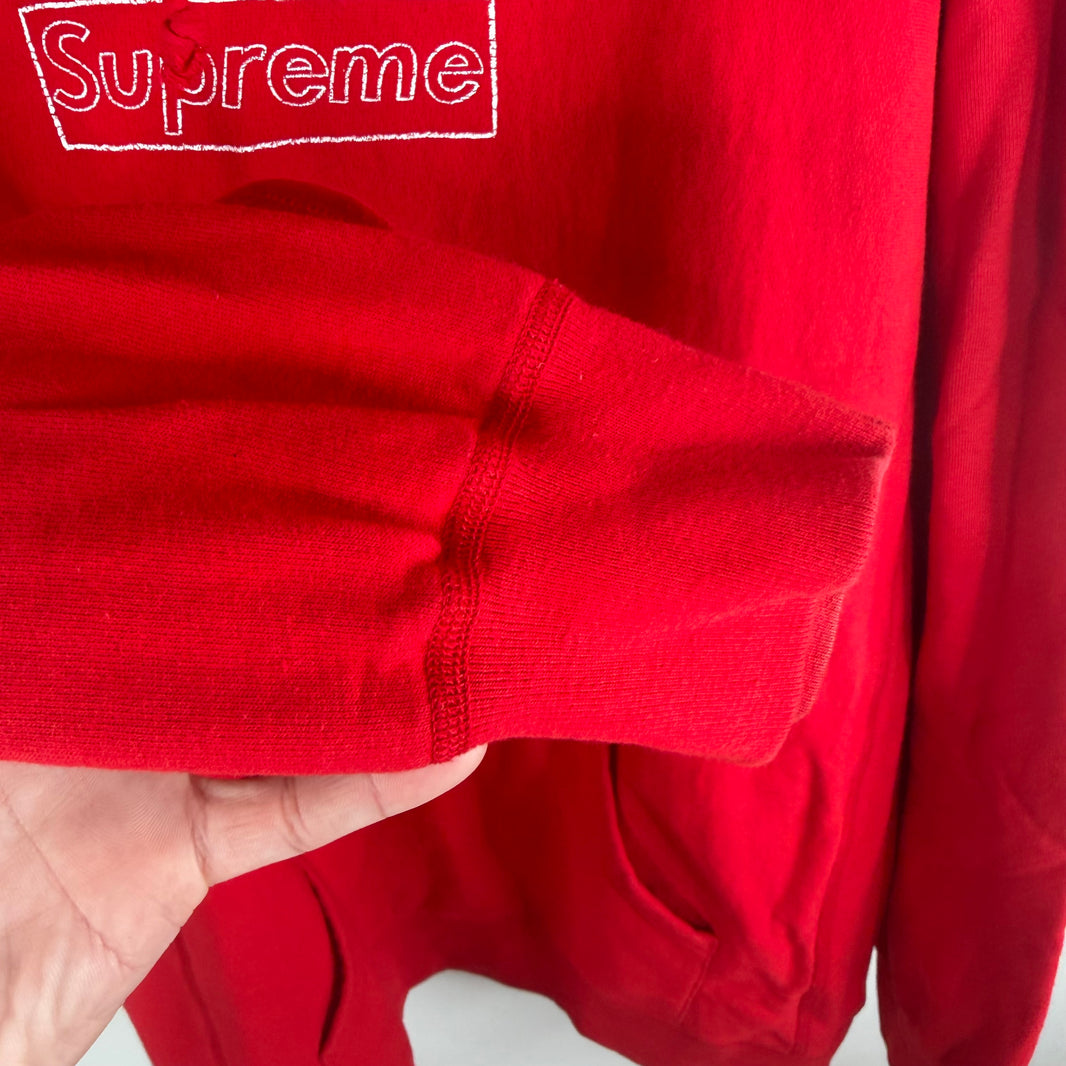 Supreme Kaws Red Chalk Box Logo Hoodie