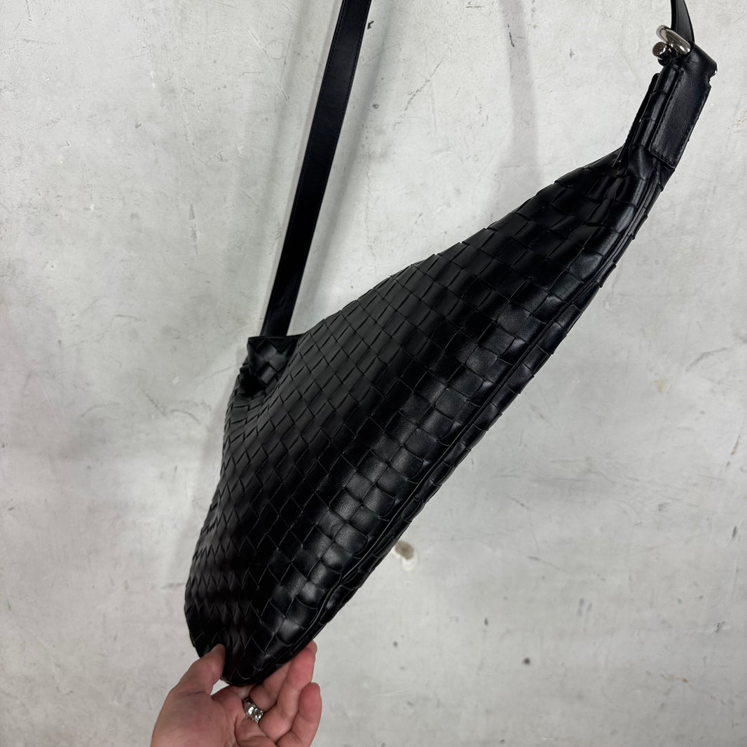 Bottega Veneta Intrecciato Woven Leather Virgule Bag