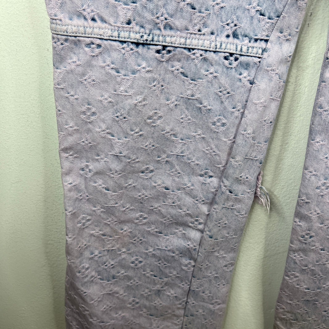 Louis Vuitton Purple Flayed Monogram Flared Carpenter Jeans