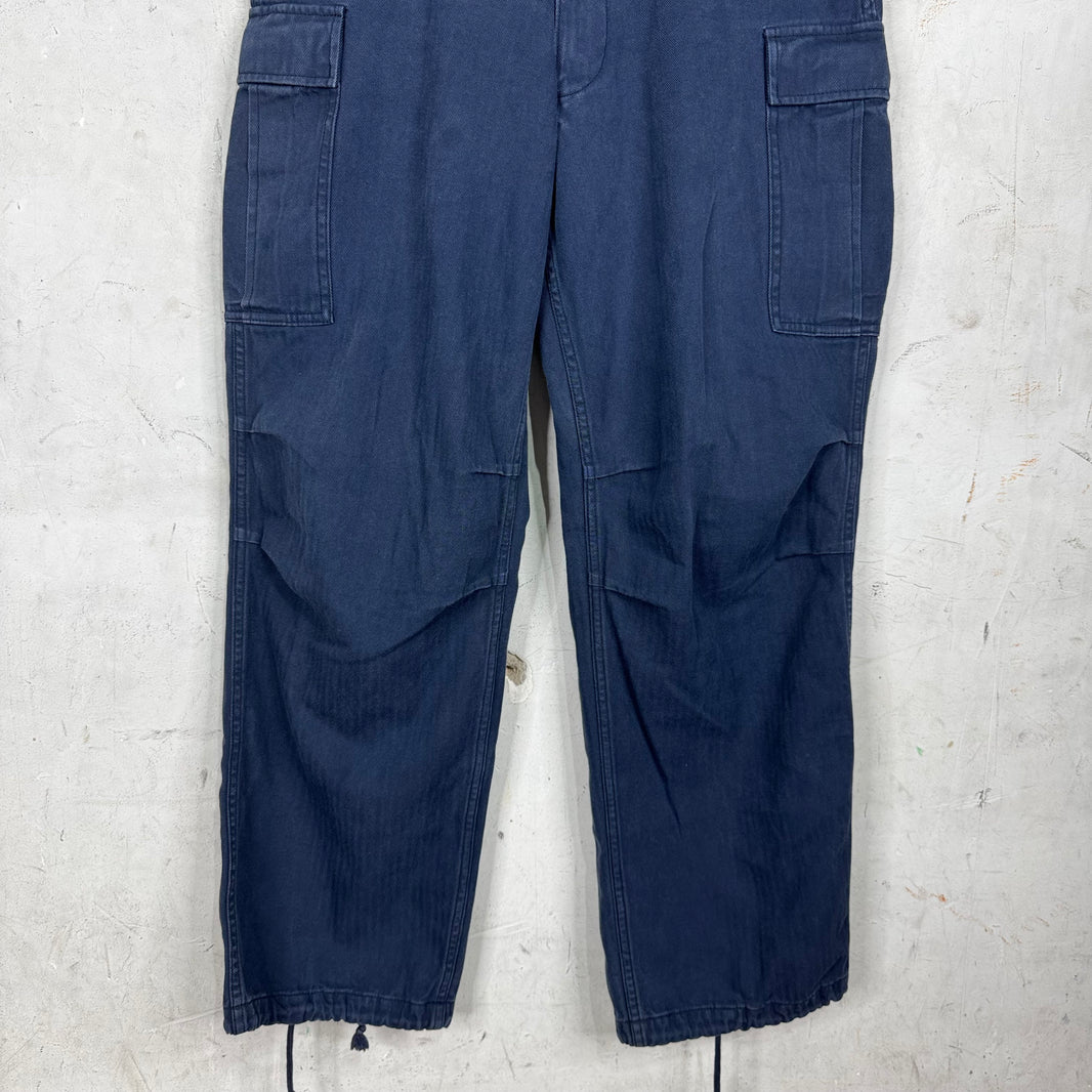 CDG Homme Navy Herringbone Cargos