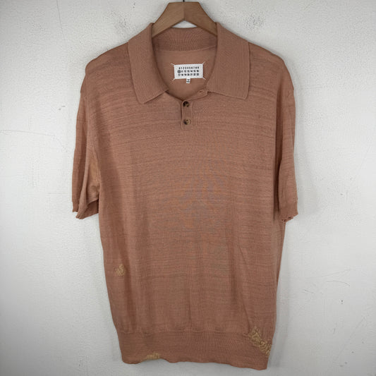Margiela Pink Linen Polo T-Shirt