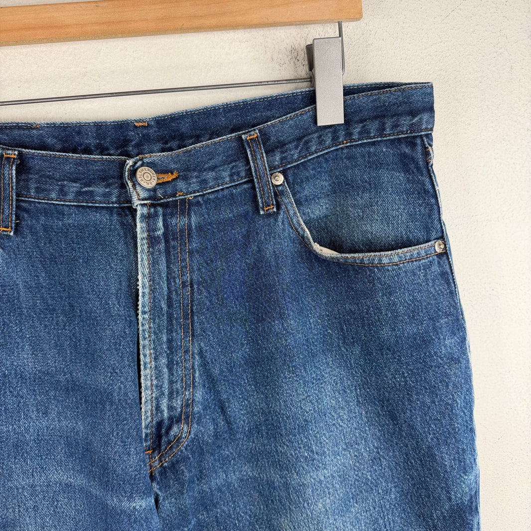 RRL Dark Blue Wash Distressed Jeans
