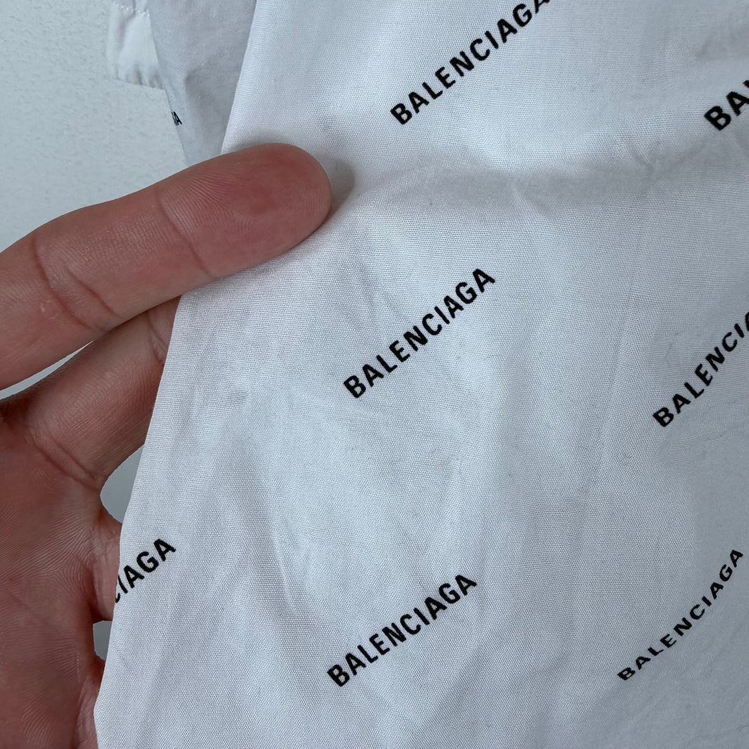 Balenciaga AOP Diagonal Logo Button Up S/S Shirt