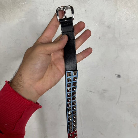 Prada Two Piece Studded Velo Leather Belt