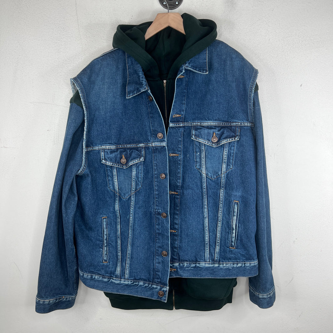 Balenciaga Blue/Green Twinset Hooded Denim Jacket