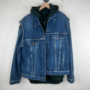 Balenciaga Blue/Green Twinset Hooded Denim Jacket