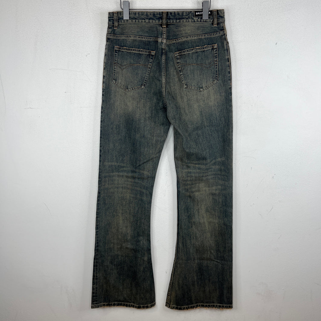 Balenciaga Blue Washed Flared Bootcut Jeans