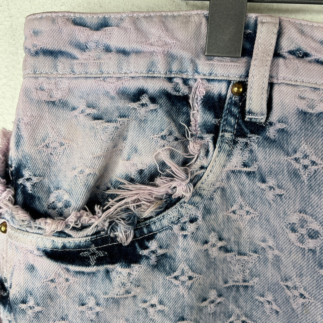 Louis Vuitton Purple Flayed Monogram Flared Carpenter Jeans