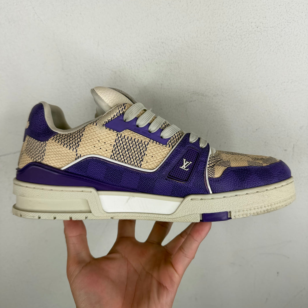 Louis Vuitton Purple/Cream Damier Trainers