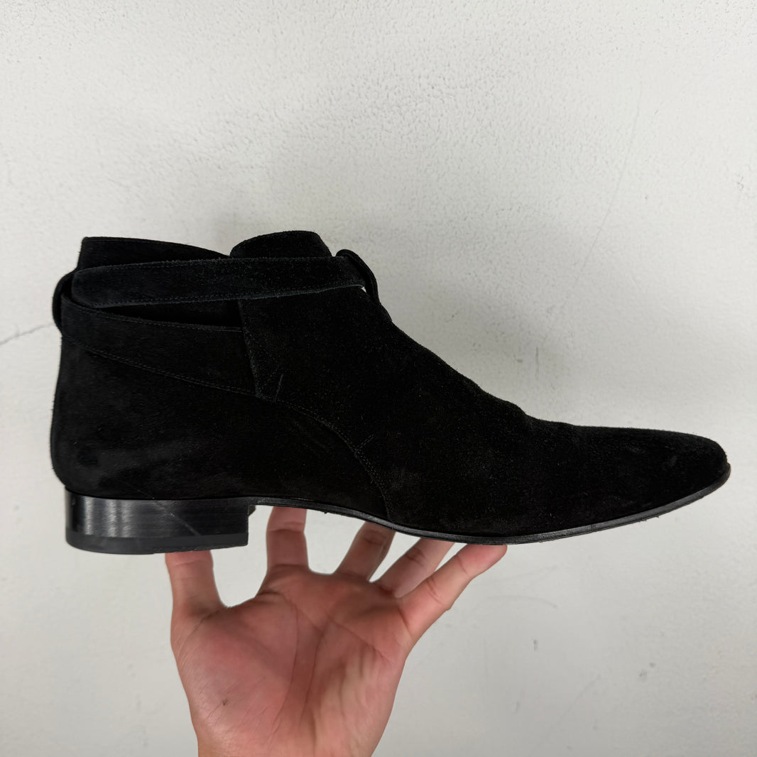 SAINT LAURENT Jodhpur Crop Ankle Boots Black Suede London 20 Saint Laurent Jodhpur Black Suede Boots – www.Lukes.store main image 4
