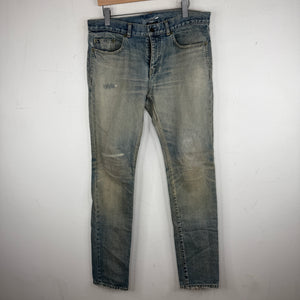 Saint Laurent Light Wash Knee Repair D02 Denim Jeans