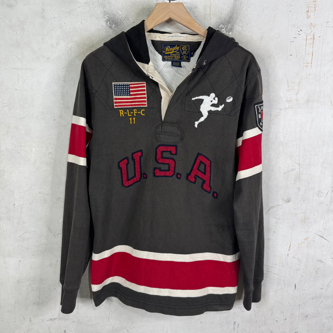 Ralph Lauren Faded USA Hooded Rugby Polo