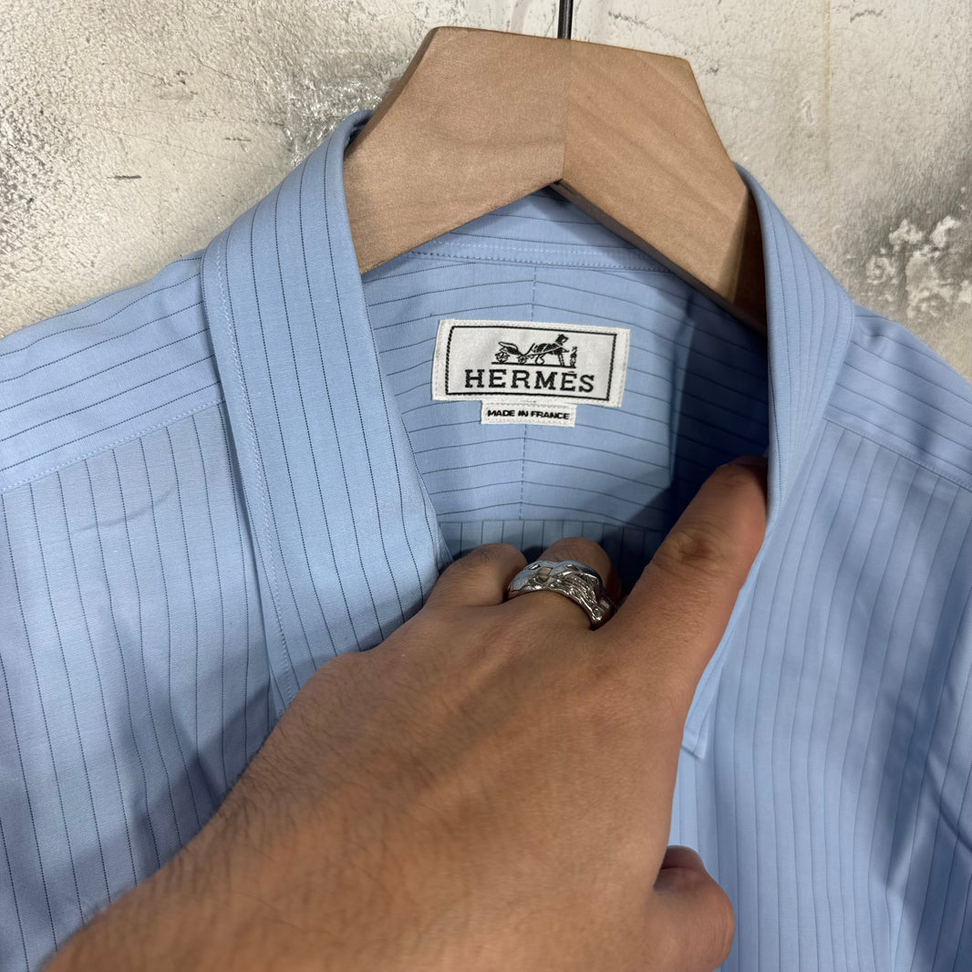 Hermes Blue Pinstriped Button Shirt