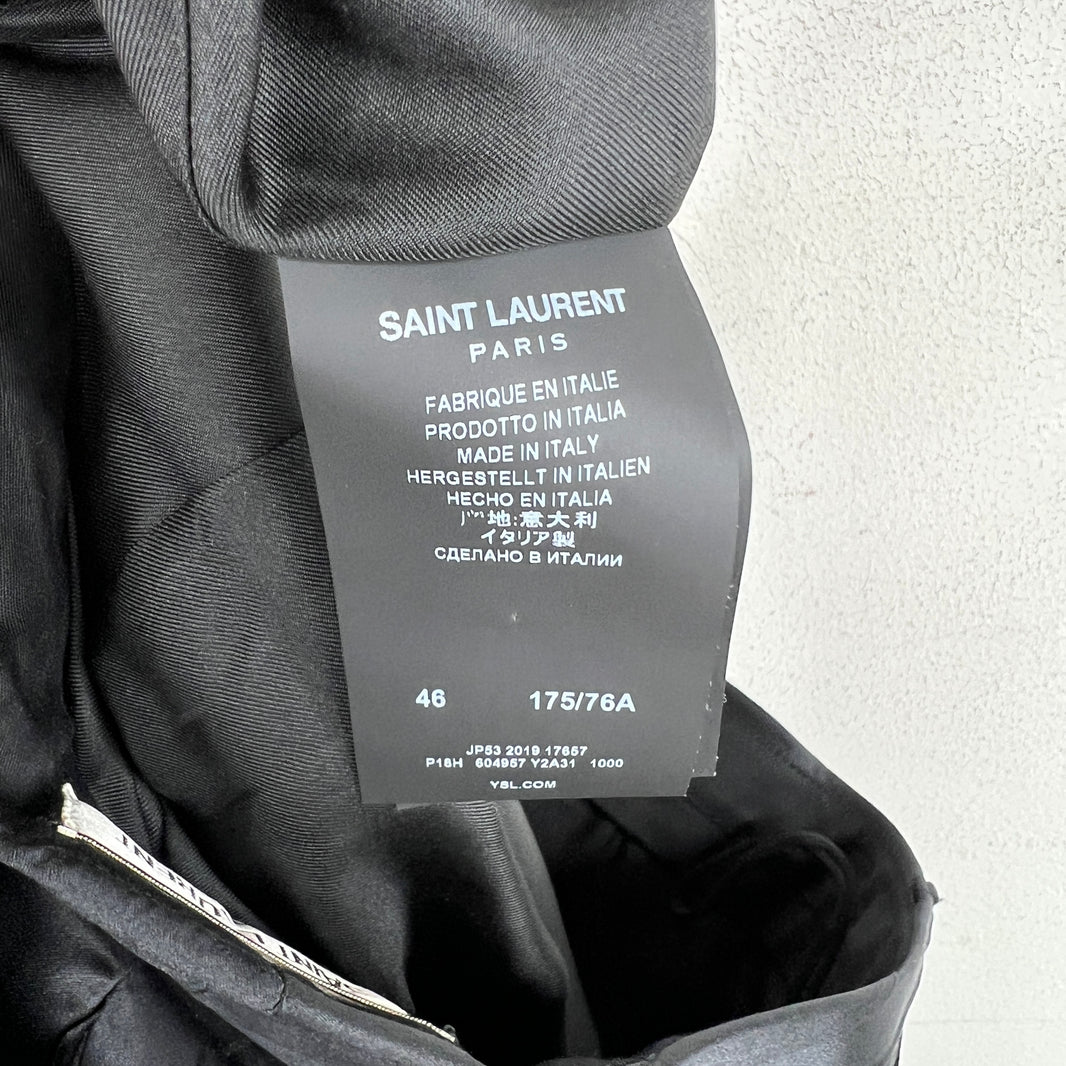 Saint Laurent Black Pleated Silk Trousers