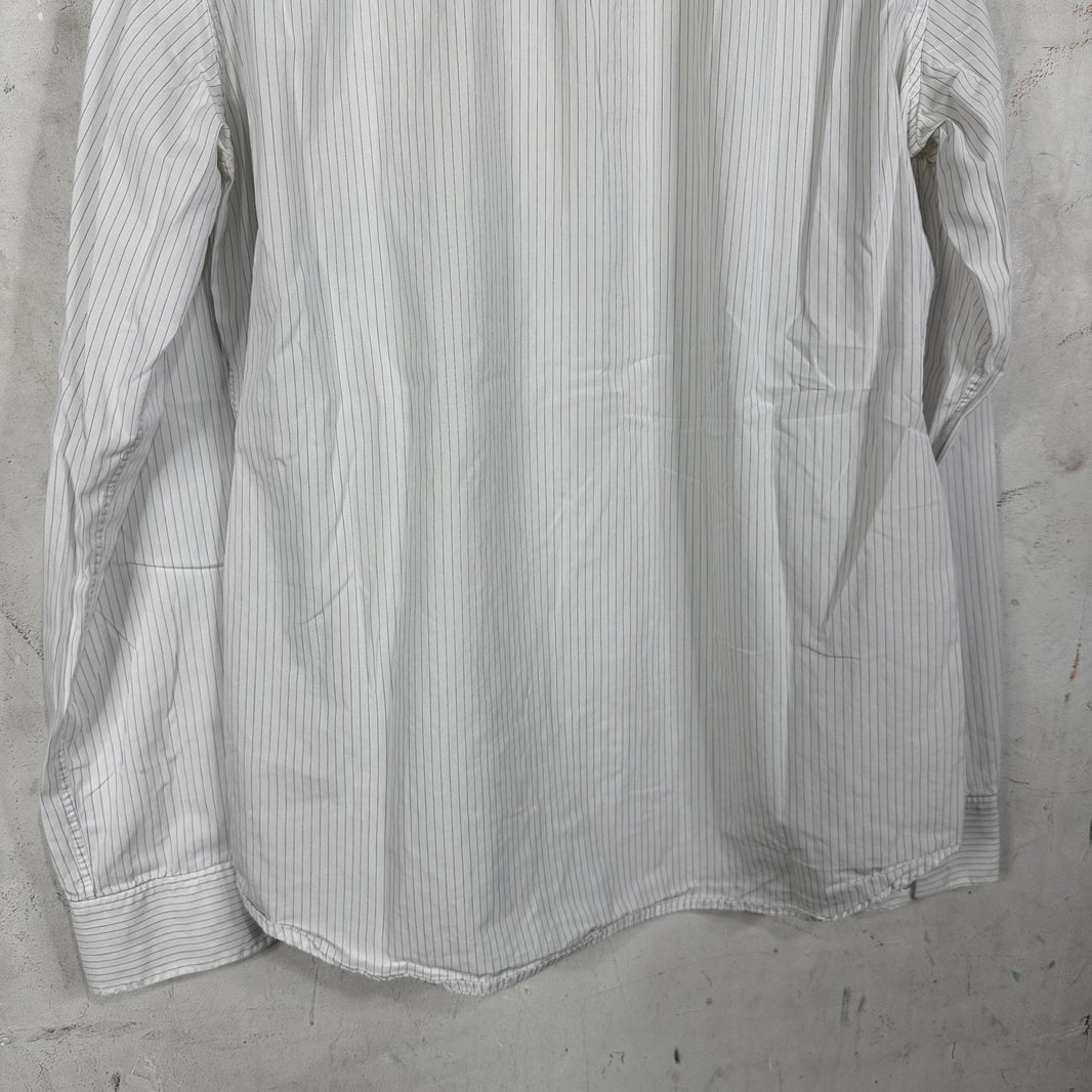 Margiela 00's Pinstriped Collarless Shirt