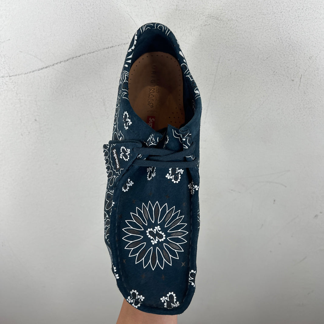 Supreme Clarks Navy Paisley Wallabee Ankle Boots