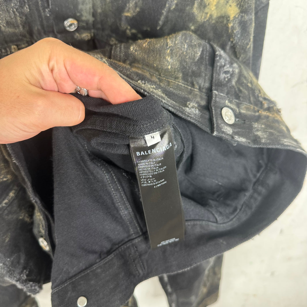 Balenciaga Distressed Mud Denim Jacket