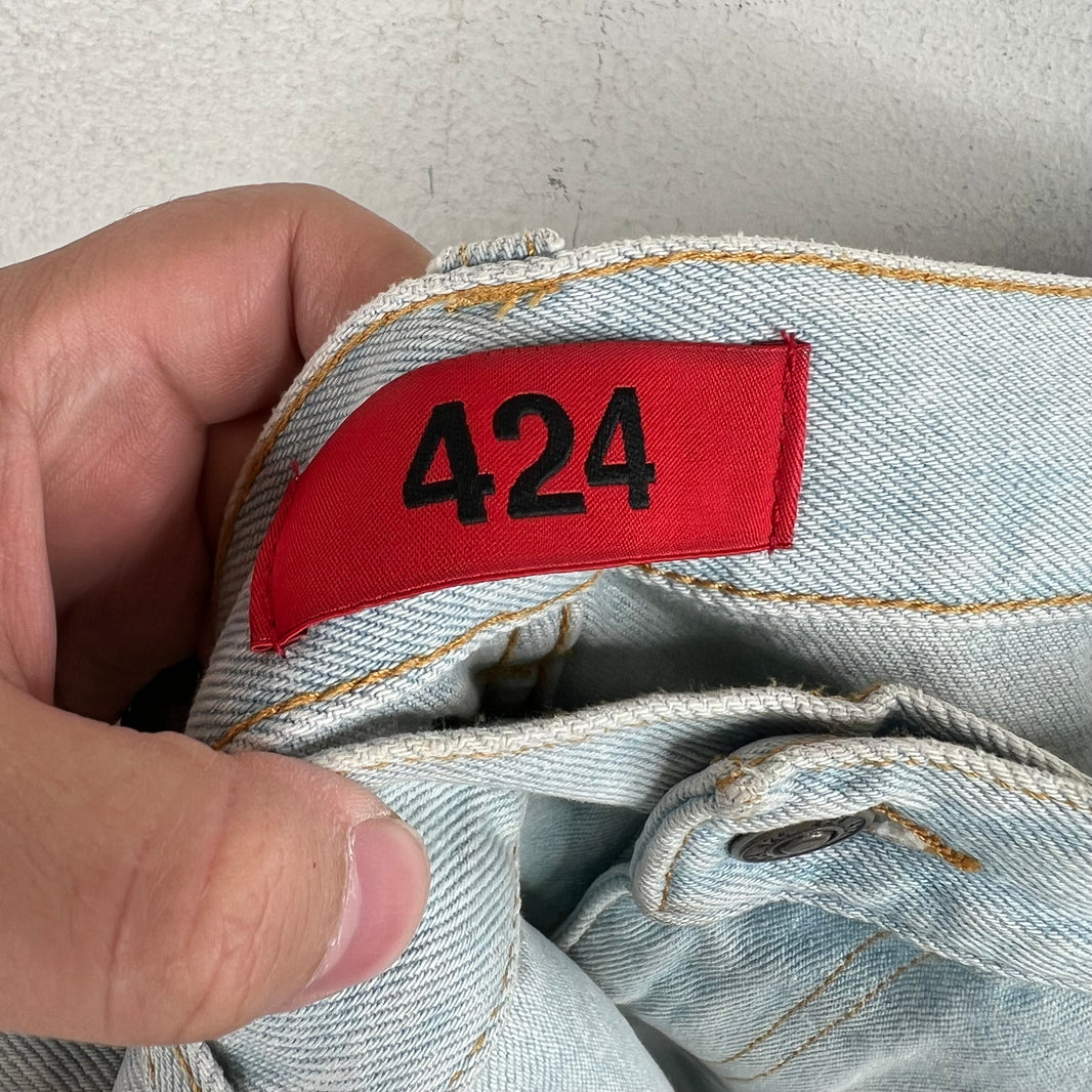 424 Cinched Blue Straight Leg Jeans