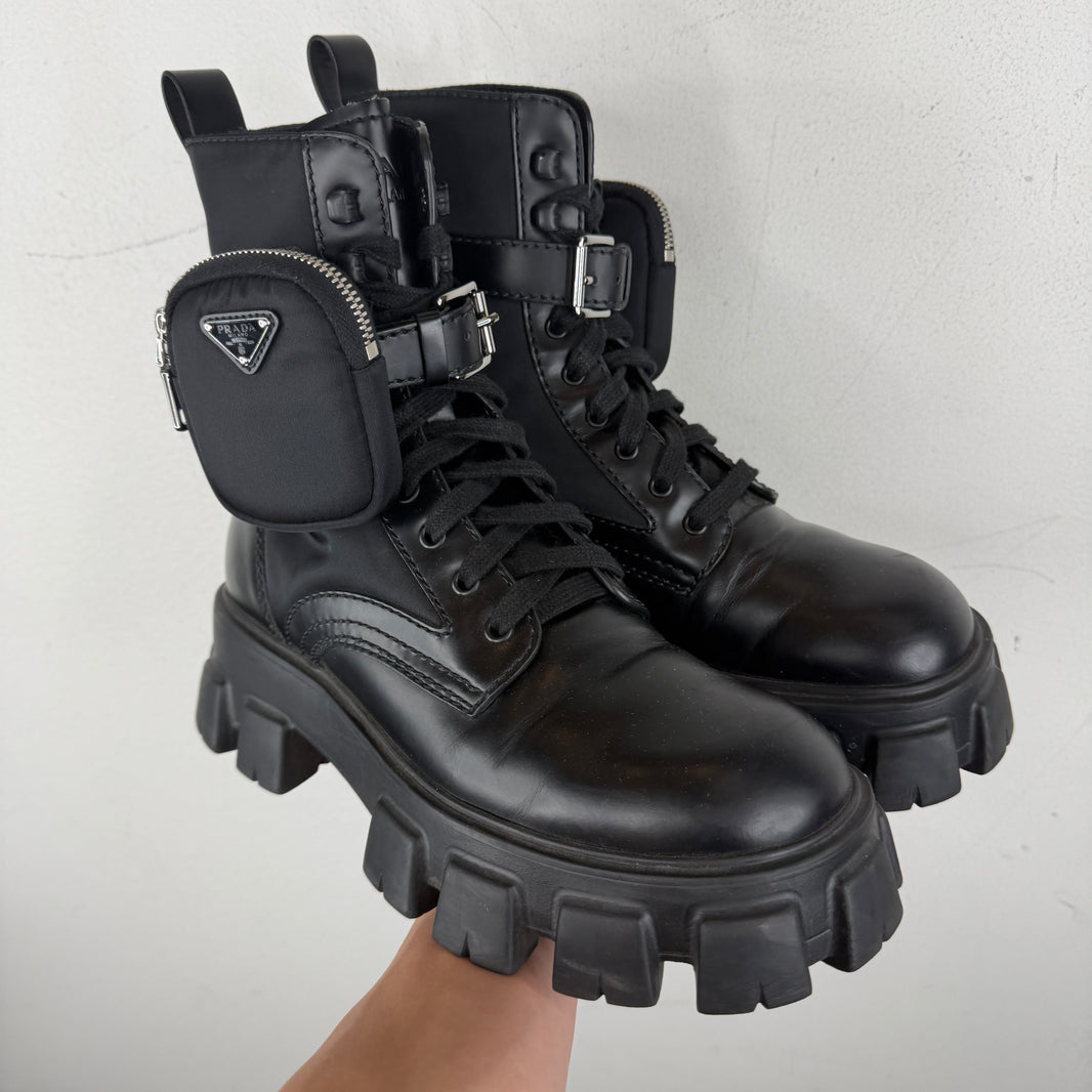 Prada Monolith Cargo Combat Boots