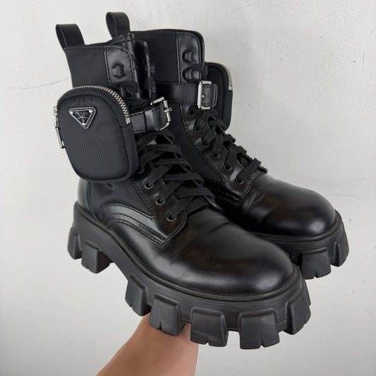 Prada Monolith Cargo Combat Boots