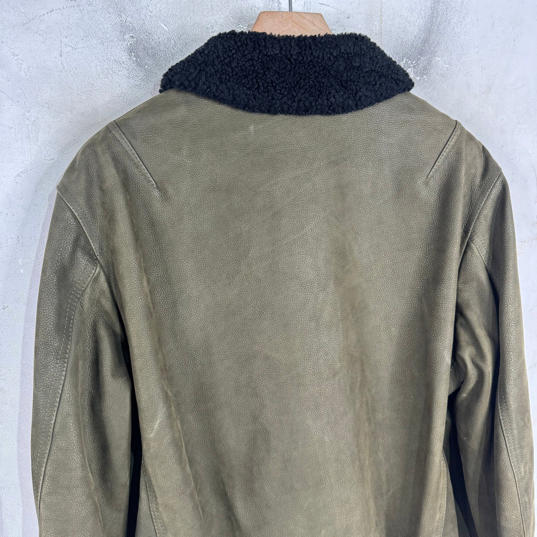 Berluti Shearling Collar Leather Bomber Jacket