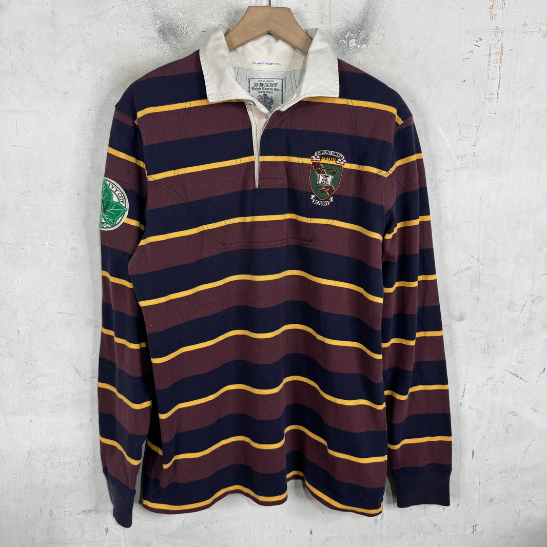 Ralph Lauren Rugby Brown Striped Crest #2 L/S Polo