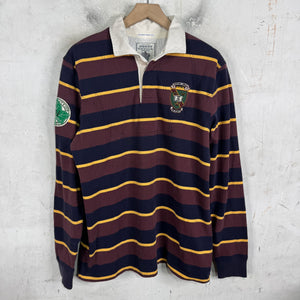 Ralph Lauren Rugby Brown Striped Crest #2 L/S Polo