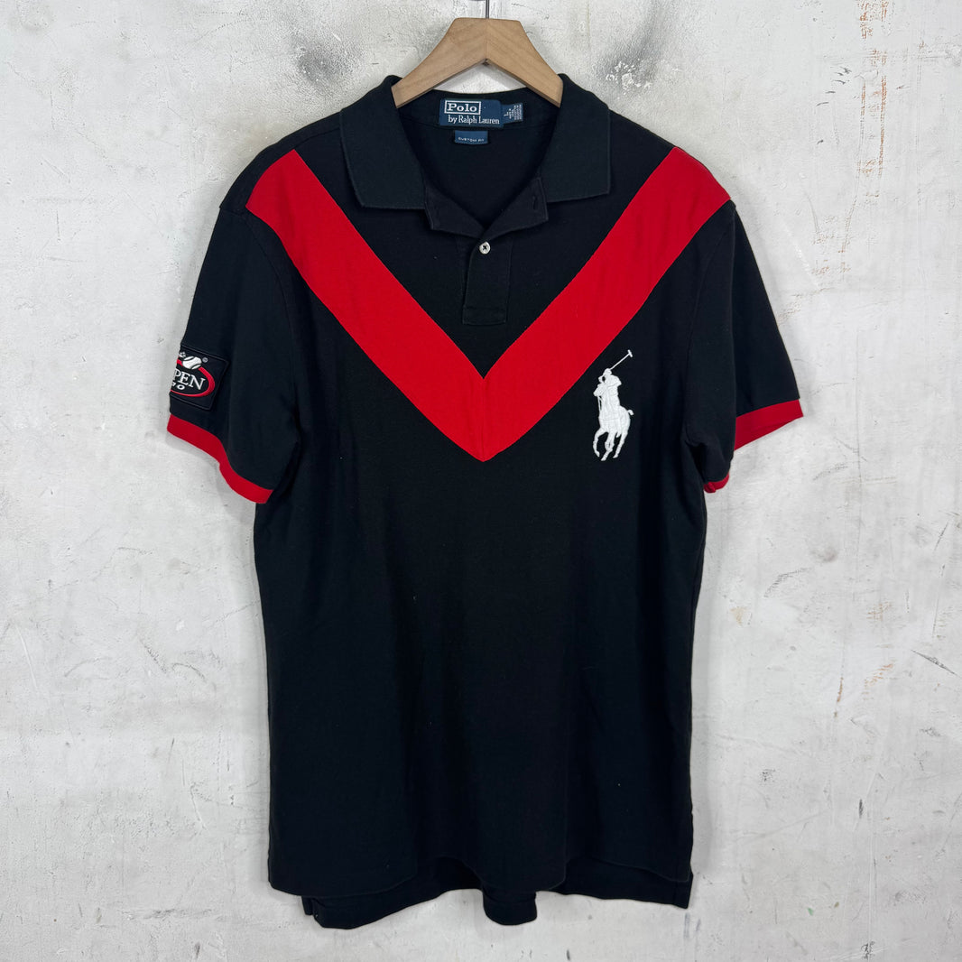 Ralph Lauren Black Red V Cut Pony Polo