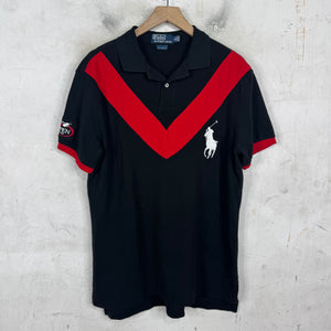 Ralph Lauren Black Red V Cut Pony Polo