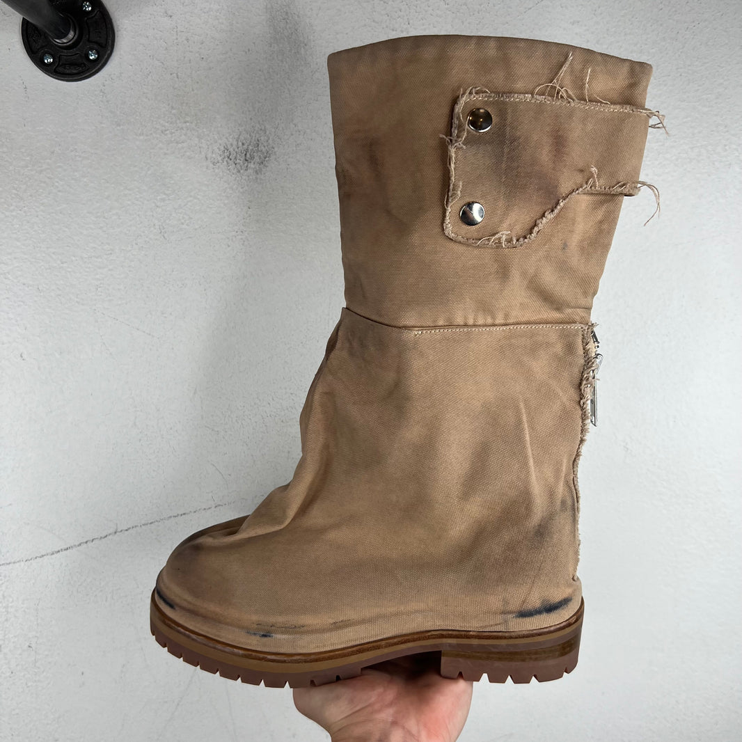424 Beige Canvas Dragon Rider Boots