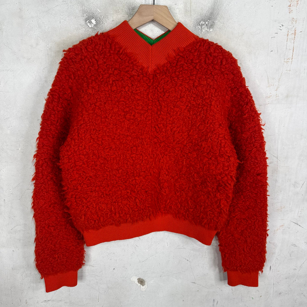 Bottega Veneta Red Fleece V-Neck Sweater
