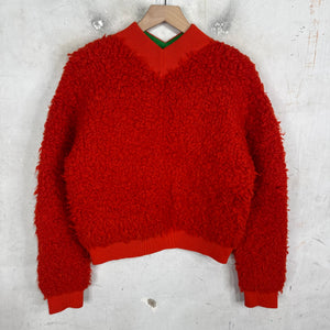 Bottega Veneta Red Fleece V-Neck Sweater